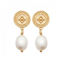 Boucles d'oreilles perles de culture en Plaqué Or 18 carats