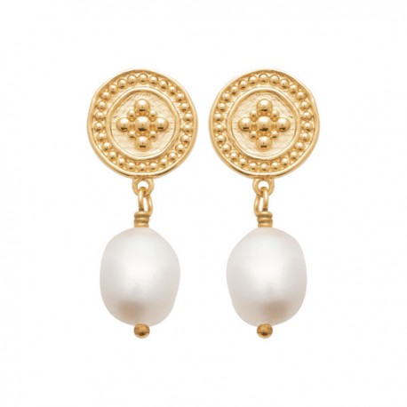 Boucles d'oreilles perles de culture en Plaqué Or 18 carats