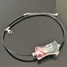 Collier murano ras de cou cordon cuir noir véritable et argent 925/000