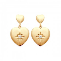 Boucles d'oreilles coeurs Plaqué Or 18 carats et eirconium