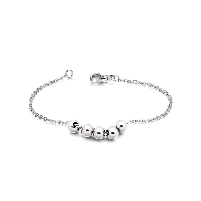 Bracelet boules élastique argent 925/1000 diamètre 2,5 mm TAILLE S