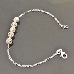 Bracelet boules filigranées argent massif 925/000