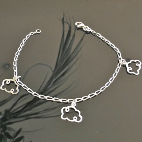 Bracelet argent 925/000 pendants nuages longueur 18 cm 