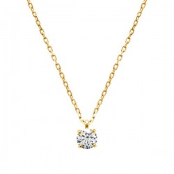 Collier Plaqué Or 18 carats pendentif solitaire zirconium 