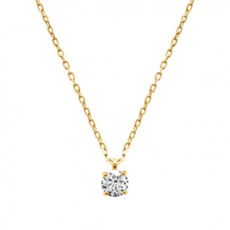 Collier Plaqué Or 18 carats pendentif solitaire zirconium 