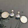Boucles d'oreilles argent 925/000 pendants rosaces et cristal Swarovski