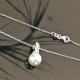 Collier pendentif perle nacrée blanche et argent massif 925 sur fine chaine 