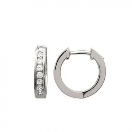 Boucles d'oreilles créoles argent massif 925 et zirconium diamètre 14 mm