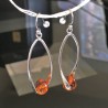 Boucles d'oreilles en argent 925/000 pendants gouttes ambre véritable