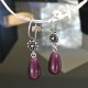 Boucles d'oreilles gouttes nacrées Swarovski prune et argent 925/000