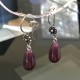 Boucles d'oreilles gouttes nacrées Swarovski prune et argent 925/000