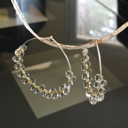Boucles d'oreilles créoles en argent 925 perles gouttes cristal