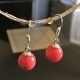 Boucles d'oreilles argent 925/000 pierre naturelle jade rouge corail