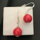 Boucles d'oreilles argent 925/000 pierre naturelle jade rouge corail