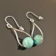 Boucles d'oreilles argent 925 pendantes pierres turquoises naturelles