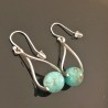 Boucles d'oreilles argent 925 pendantes pierres turquoises naturelles