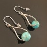 Boucles d'oreilles argent 925 pendantes pierres turquoises naturelles