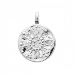 Pendentif soleil étoiles argent massif 925/000 rhodié