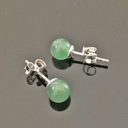 Boucles d'oreilles argent 925/000 clous aventurine 6 mm