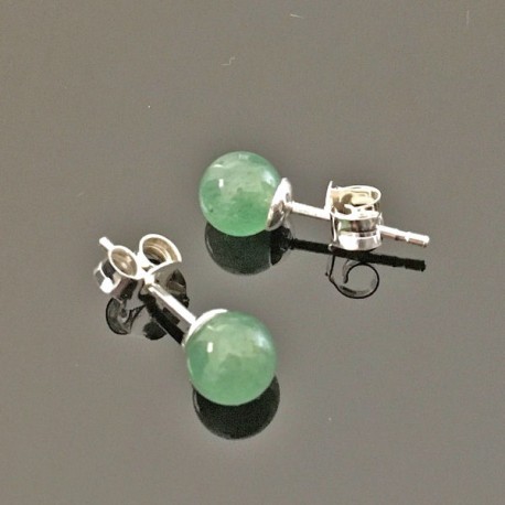 Boucles d'oreilles argent 925/000 clous aventurine 6 mm