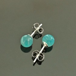 Boucles d'oreilles argent 925/000 clous amazonite du pérou 6 mm