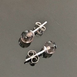 Boucles d'oreilles argent 925/000 clous quartz fumé 6 mm