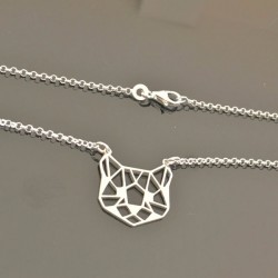 Collier chat origami en argent 925/000 Bijou animal