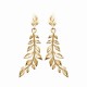 Boucles d'oreilles pendantes feuilles Plaqué Or 18 carats