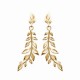 Boucles d'oreilles pendantes feuilles Plaqué Or 18 carats