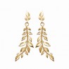 Boucles d'oreilles pendantes feuilles Plaqué Or 18 carats