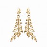 Boucles d'oreilles pendantes feuilles Plaqué Or 18 carats