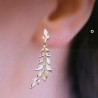 Boucles d'oreilles pendantes feuilles Plaqué Or 18 carats
