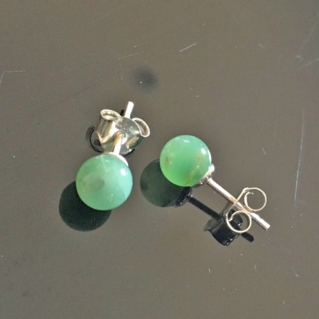 Boucles d'oreilles argent 925/000 clous chrysoprase 6 mm