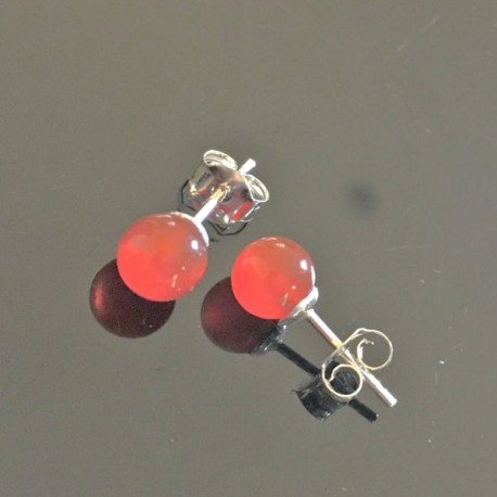 Boucles d'oreilles argent 925/000 clous onyx rouge 