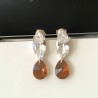 Boucles d'oreilles argent 925/000 petites gouttes cristal Swarovski ambre