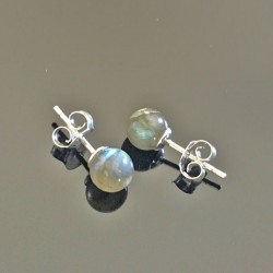 Boucles d'oreilles argent 925/000 clous labradorite 6 mm