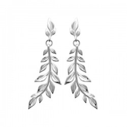 Boucles d'oreilles pendantes feuilles en argent massif 925/000