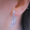 Boucles d'oreilles pendantes feuilles en argent massif 925/000