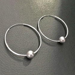 Boucles d'oreilles créoles 40 mm en argent 925/000 boules 8 mm