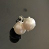 Boucles gros clous d'oreilles en argent 925/000 perles de culture 10 mm