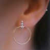 Boucles d'oreilles anneaux en plaqué or 18 carats et zirconium