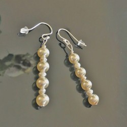 Boucles d'oreilles argent 925 perles nacrées Swarovski et perles de culture