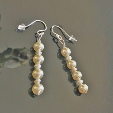 Boucles d'oreilles argent 925 perles nacrées Swarovski et perles de culture