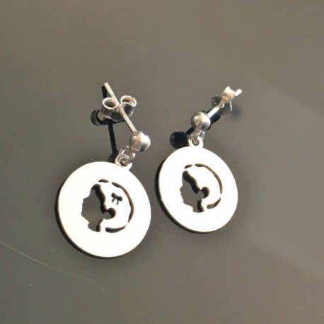 Boucles d'oreilles argent 925/000 personnages fille et garçon