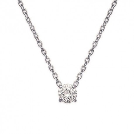 Collier solitaire Argent massif 925/000 et zirconium longueur 45 cm