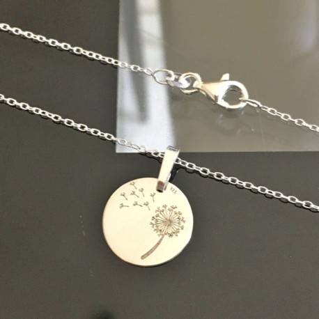 Collier pendentif fleur des champs argent 925/000 sur fine chaine Bijou nature