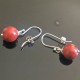 Boucles d'oreilles pierre naturelle jaspe rouge et argent 925/000