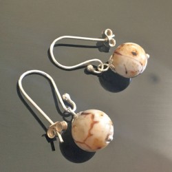 Boucles d'oreilles pierre naturelle agate veine de dragon et argent 925