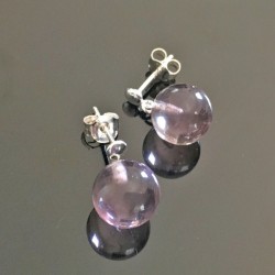 Boucles d'oreilles argent 925/000 boule pierre naturelle amethyste claire