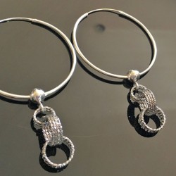 Boucles d'oreilles argent massif 925/000 créoles pendantes anneaux